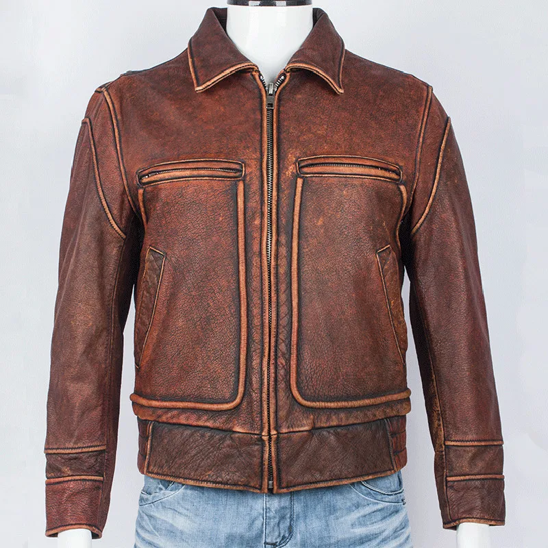 High Quality Mens Real Cow Leather Jacket Coats XXXXL Autos Biker Mens Real Leather Jackets Male Genuine Leather Coats Vintage 
High Quality Mens Real Cow Leather Jacket Coats XXXXL Autos Biker Mens Real Leather Jackets Male Genuine Leather Coats Vintage