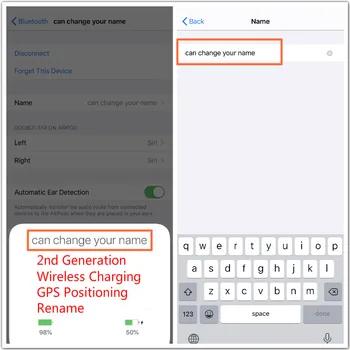 DHL/Newest 2nd Generation Wireless Charging with Smart Sensor rename Bluetooth Earphone GPS Positioning Headphones H1 chip
DHL/Newest 2nd Generation Wireless Charging with Smart Sensor rename Bluetooth Earphone GPS Positioning Headphones H1 chip