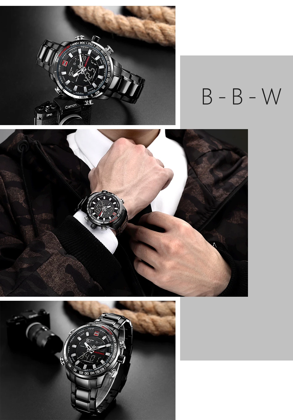 NAVIFORCE Luxury Brand Mens Watches Military Sport Digital Quartz WristWatch For Men Stainless Steel Waterproof Big Clock Male NAVIFORCE Luxury Brand Mens Watches Military Sport Digital Quartz WristWatch For Men Stainless Steel Waterproof Big Clock Male