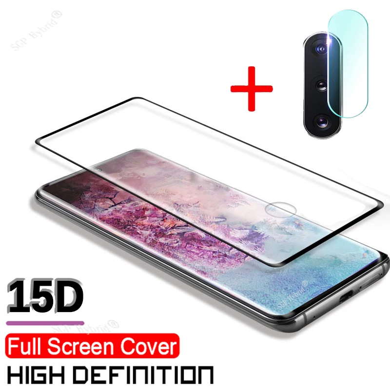 2-в-1 15D закаленное Стекло для samsung Galaxy Note 10 + Экран протектор Камера объектив