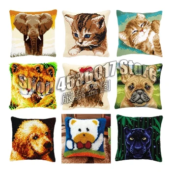Cute Animal Cat Carpet Embroidery DIY Latch Hook Pillow Latch Hook Rug Kits Dogs 3D Segment Embroidery Pillow Wool Cross Stitch 
Cute Animal Cat Carpet Embroidery DIY Latch Hook Pillow Latch Hook Rug Kits Dogs 3D Segment Embroidery Pillow Wool Cross Stitch