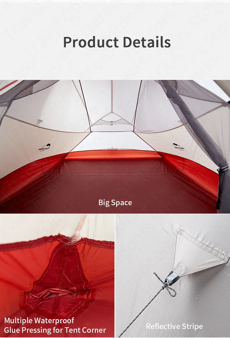 Naturehike – Tente de camping ultralégère pour 1, 2 ou 3 personnes, double couche NH17T001-T avec poteau en aluminium et en silicone, 20D Naturehike – Tente de camping ultralégère pour 1, 2 ou 3 personnes, double couche NH17T001-T avec poteau en aluminium et en silicone, 20D