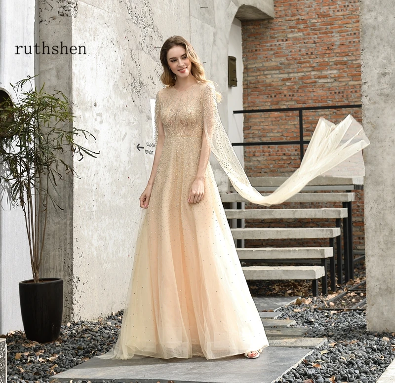 Luxury Evening Dresses Long Champagne Gray Crystal Formal Prom Party Gowns Dubai Celebrity Red Carpet Dress | Свадьбы и торжества