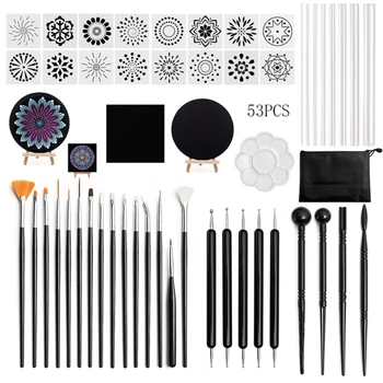 53pcs Mandala Dotting Tools Set for Painting Rock Acrylic Stick Stencil Template Drill Pen Easel Kit
53pcs Mandala Dotting Tools Set for Painting Rock Acrylic Stick Stencil Template Drill Pen Easel Kit