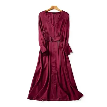 2020 Spring Summer Women Midi Dress Long Sleeve Soft V-neck Ladies Holiday Elegant Female Long Dresses With Sashes
2020 Spring Summer Women Midi Dress Long Sleeve Soft V-neck Ladies Holiday Elegant Female Long Dresses With Sashes