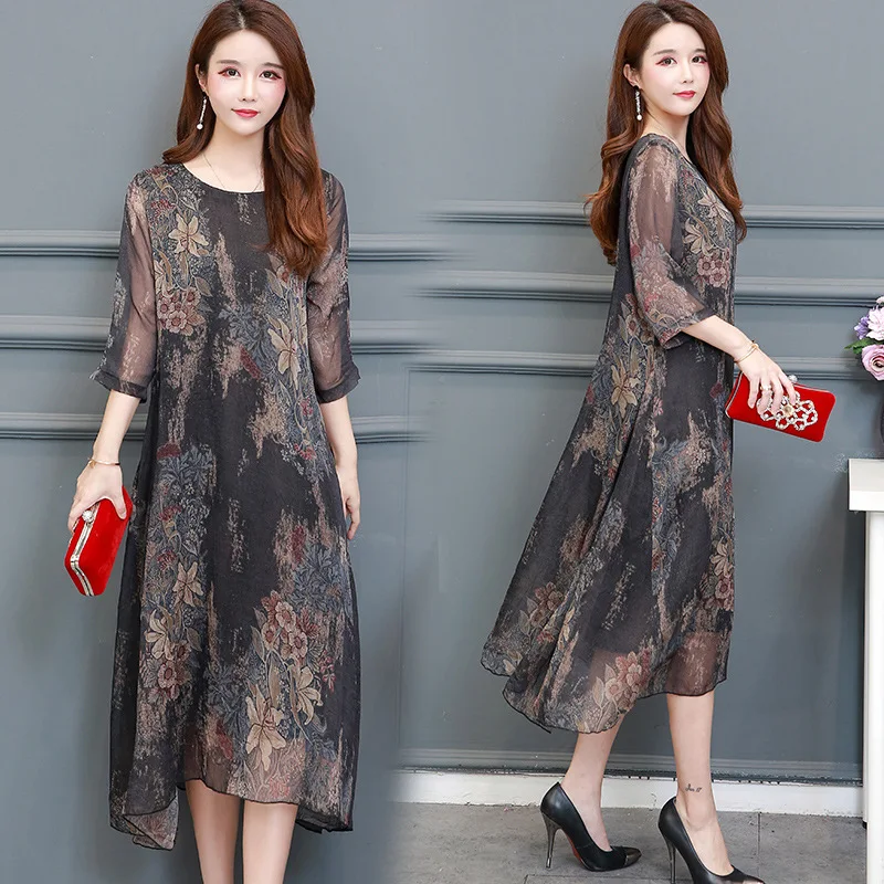 2019 New Style Mom Belly Covering Slimming Dress Middle-aged WOMEN'S Apparels Western Style Long Printed Dress Middle-aged Summe
2019 New Style Mom Belly Covering Slimming Dress Middle-aged WOMEN'S Apparels Western Style Long Printed Dress Middle-aged Summe