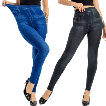 Fashion Slim Women Leggings Plus size Faux Denim Jeans Leggings Long Pocket Printing Summer Leggings Casual Pencil Pants 
Fashion Slim Women Leggings Plus size Faux Denim Jeans Leggings Long Pocket Printing Summer Leggings Casual Pencil Pants