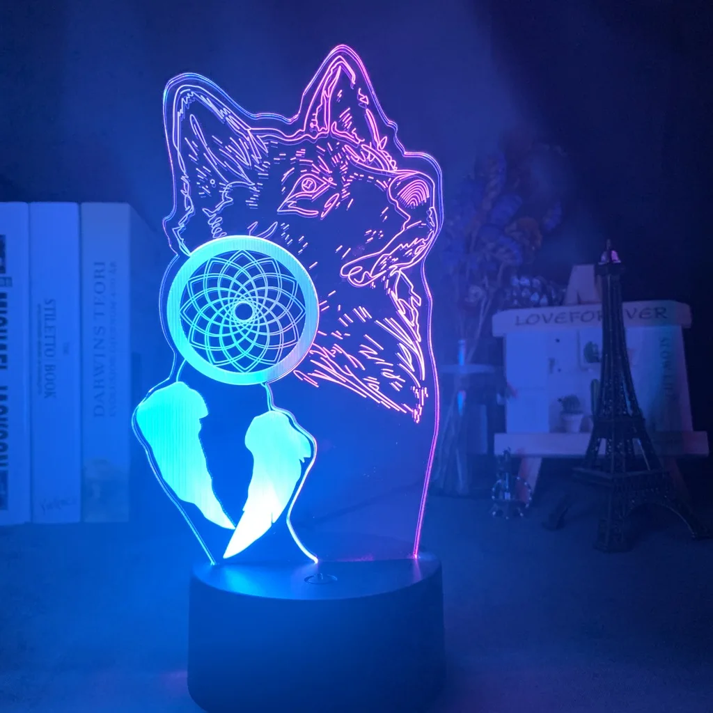 3d Illusion Night Light Wolf and Dreamcatcher for Home Decoration Nightlight Hit Color Touch Sensor Led Bedroom Table Lamp Gift
3d Illusion Night Light Wolf and Dreamcatcher for Home Decoration Nightlight Hit Color Touch Sensor Led Bedroom Table Lamp Gift