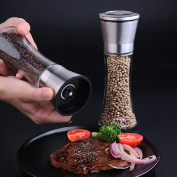 304 Stainless Steel Manual Salt Pepper Mill Grinder Adjustable and Easy To Use Glass Body Kitchen Shredder Chopper
304 Stainless Steel Manual Salt Pepper Mill Grinder Adjustable and Easy To Use Glass Body Kitchen Shredder Chopper