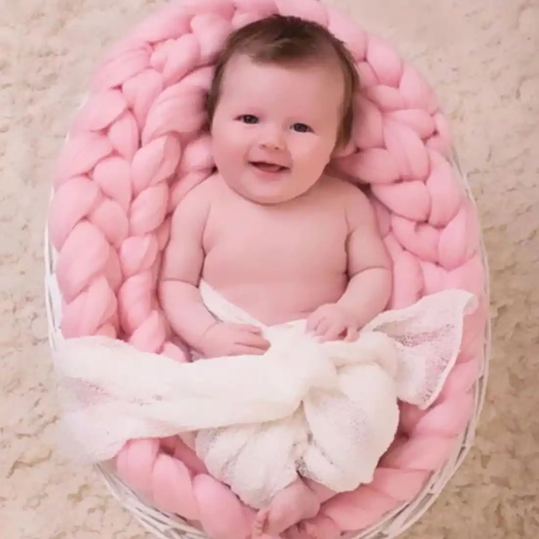 blanket newborn photography props chunky knit blanket basket