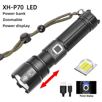 XHP70 Super Bright LED Flashlight Powerful Tactical Torch Lamp USB Rechargeable Zoom Flashlight Self Defense Camping 3800 Lumen
XHP70 Super Bright LED Flashlight Powerful Tactical Torch Lamp USB Rechargeable Zoom Flashlight Self Defense Camping 3800 Lumen