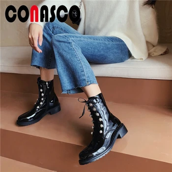 CONASCO Women Ankle Boots Popular Cool Martin Boots Fashion Genuine Leather Autumn Winter Pearl Cross-Tied Casual Boots Woman
CONASCO Women Ankle Boots Popular Cool Martin Boots Fashion Genuine Leather Autumn Winter Pearl Cross-Tied Casual Boots Woman