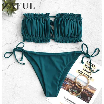 ZAFUL Bikini Set Ruffle Strapless Tie Side Bikini Women Swimwear Sexy High Cut Strapless Low Waisted Padded Bikini Femme 2019
ZAFUL Bikini Set Ruffle Strapless Tie Side Bikini Women Swimwear Sexy High Cut Strapless Low Waisted Padded Bikini Femme 2019