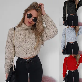 Women Fashion Casual Winter High collar sexy umbilical twist Casual Knitted Pullover Sweater
Women Fashion Casual Winter High collar sexy umbilical twist Casual Knitted Pullover Sweater