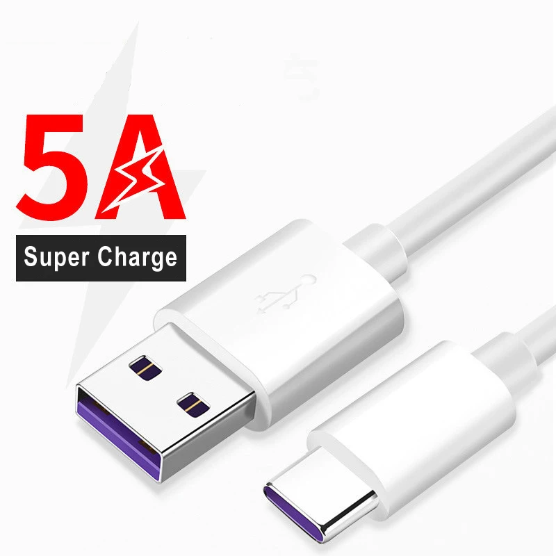 QC 3.0 Type-C USB Cable Super Charge 5A Data Wire For Huawei Honor 10X 9X Lite 40 30 20 10 9 8 Samsung Xiaomi Mobile Phone | Мобильные