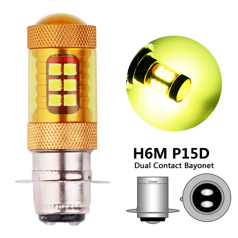 Gold Color H6M P15D LED Motorcycle Headlight Bulbs Hi/Lo 3030 SMD 28 LED Bulbs PX15D LED Motorbike Scooter Headlamp Light
Gold Color H6M P15D LED Motorcycle Headlight Bulbs Hi/Lo 3030 SMD 28 LED Bulbs PX15D LED Motorbike Scooter Headlamp Light
