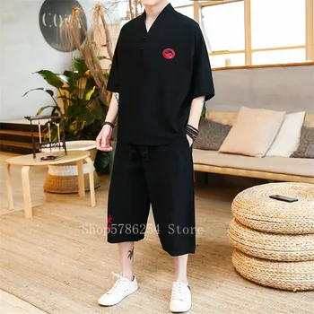 Retro Tai Chi Uniform Man Embroidery Tang Suit 2pcs Chinese Top Hanfu Harem Pants Summer Linen Kung Fu Outsuit Jogging Garments
Retro Tai Chi Uniform Man Embroidery Tang Suit 2pcs Chinese Top Hanfu Harem Pants Summer Linen Kung Fu Outsuit Jogging Garments