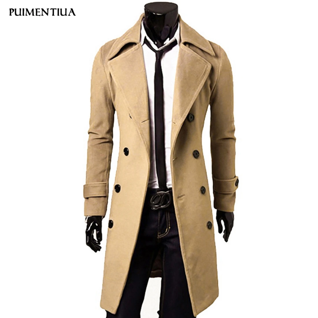 Фото Тренчкот Puimentiua 2019 модное мужское шерстяное длинное пальто | Плащи и тренчи (4000193556991)