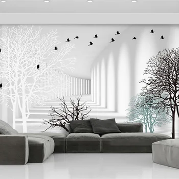 beibehang papel de parede Customized modern new living room abstract woods 3D corridor TV background wallpaper papier peint
