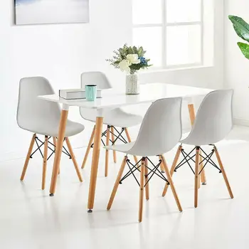 Dining Table Set 4 Chairs Modern Wood Rectangular Dining Table 4 Chairs Beech Legs for Dining Room Kitchen Home Furniture 
Dining Table Set 4 Chairs Modern Wood Rectangular Dining Table 4 Chairs Beech Legs for Dining Room Kitchen Home Furniture