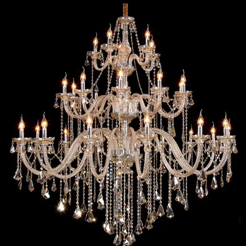 

Huge crystal chandeliers Plus church chandelier crystal lighting villa hotel large led chandelier E14 hanging lamps home decor