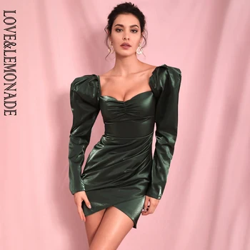 LOVE&LEMONADE Deep Green Sexy Square Collar Bubble Long Sleeve Reflective Material Party Mini Dress LM81982
LOVE&LEMONADE Deep Green Sexy Square Collar Bubble Long Sleeve Reflective Material Party Mini Dress LM81982
