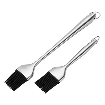Silicone Sauce Basting Brush,Stainless Steel Handles, Perfect for Kitchen Uses, Pastry & Barbecue Grilling, Set of 2
Silicone Sauce Basting Brush,Stainless Steel Handles, Perfect for Kitchen Uses, Pastry & Barbecue Grilling, Set of 2