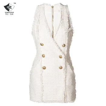 EUR&USA Foreign Trade Hot Women's 2019 Double Breasted Lion Buckle V-neck Tweed Fringe Vest Dress
EUR&USA Foreign Trade Hot Women's 2019 Double Breasted Lion Buckle V-neck Tweed Fringe Vest Dress