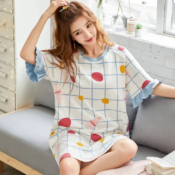 Summer Combed Cotton Women Short Sleeve Nightdress Cute Large Size Nightgown Cartoon Print Sleep Wear Female Cute Pajamas 3301
Summer Combed Cotton Women Short Sleeve Nightdress Cute Large Size Nightgown Cartoon Print Sleep Wear Female Cute Pajamas 3301