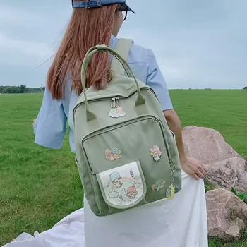 Korean version of ulzzang college wind backpack student portable backpack Japanese ins cute cartoon school bag Travel backpack 
Korean version of ulzzang college wind backpack student portable backpack Japanese ins cute cartoon school bag Travel backpack