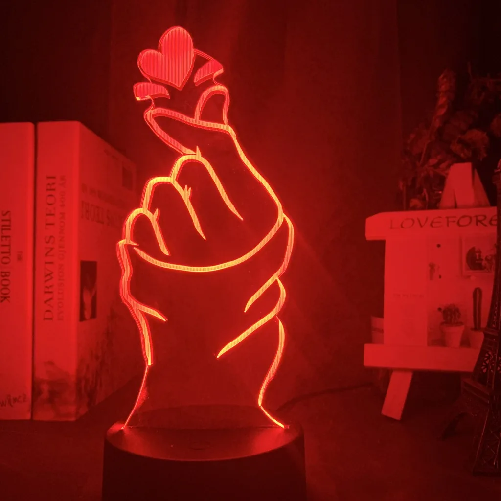 Finger Heart Led Night Light for Home Decoration Color Color Changing Touch Sensor Nightlight Cool Birthday Gift Table 3d Lamp
Finger Heart Led Night Light for Home Decoration Color Color Changing Touch Sensor Nightlight Cool Birthday Gift Table 3d Lamp