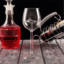 Casa copo de vidro tubarão vinho tinto garrafa de cristal para festa flautas 300 ml transparente óculos de tubarão copos cozinha beber ferramentas(China)