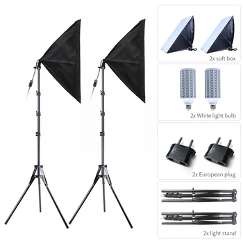 

Professional Photography Softbox 50*70cm Lighting Box With 20W Corn Bulb 2M Light Stand Tripod Photo Studio Kits For Photo Video