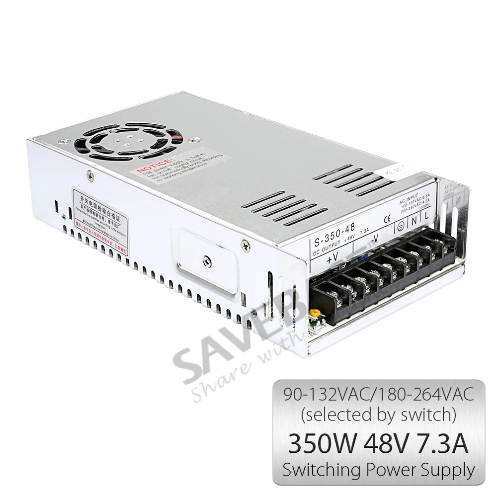 CNC Источник Питания 350W 48V 7.3A для ЧПУ Драйвера Шагового Двигателей MA860H M542H NEMA34 |
