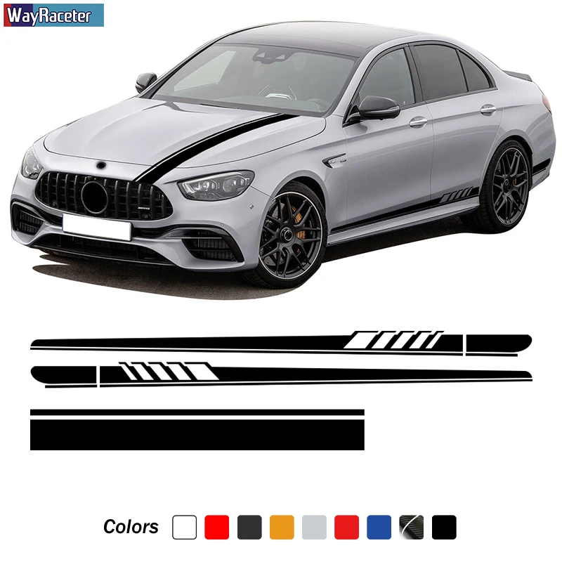 

3 Pcs Car Hood Decal Edition 1 Side Stripes Skirt Sticker For Mercedes Benz E Class W213 E63 AMG E53 S E43 S213 A238 C238 2021