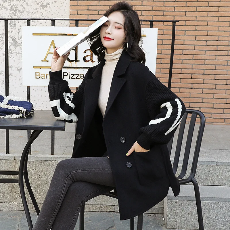 Ozhouzhan 2019 Autumn And Winter Knit Joint Woolen Jacket Women's Large Size Loose-Fit Medium-length Popular Woolen Overcoat Stu
Ozhouzhan 2019 Autumn And Winter Knit Joint Woolen Jacket Women's Large Size Loose-Fit Medium-length Popular Woolen Overcoat Stu