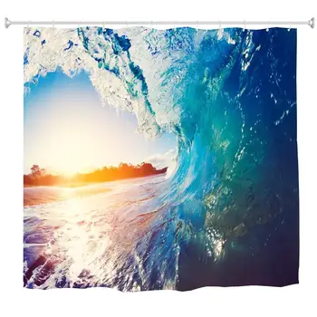 72 x 72 inches Shower Curtain Turquoise Ocean Waves Orange Sunset on The Sea Water Soap Resistant Machine Washable Fabric 
72 x 72 inches Shower Curtain Turquoise Ocean Waves Orange Sunset on The Sea Water Soap Resistant Machine Washable Fabric