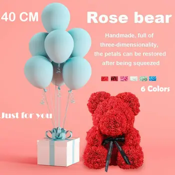 HOT Multicolor Plastic Foam 40cm Pink Rose Teddy Bear /w Heart Flower Gift For Mother's Day Birthday Wedding Wholesale Dropship 
HOT Multicolor Plastic Foam 40cm Pink Rose Teddy Bear /w Heart Flower Gift For Mother's Day Birthday Wedding Wholesale Dropship