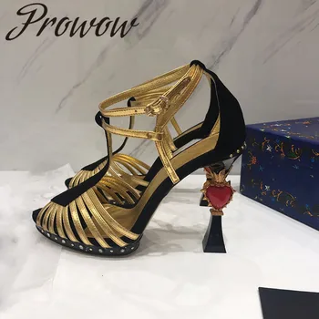 Prowow New Summer Genuine Leather Heart Shaped Summer Sandals Open Toe Narrow Band HIgh Heel Sandals Shoes Women
Prowow New Summer Genuine Leather Heart Shaped Summer Sandals Open Toe Narrow Band HIgh Heel Sandals Shoes Women