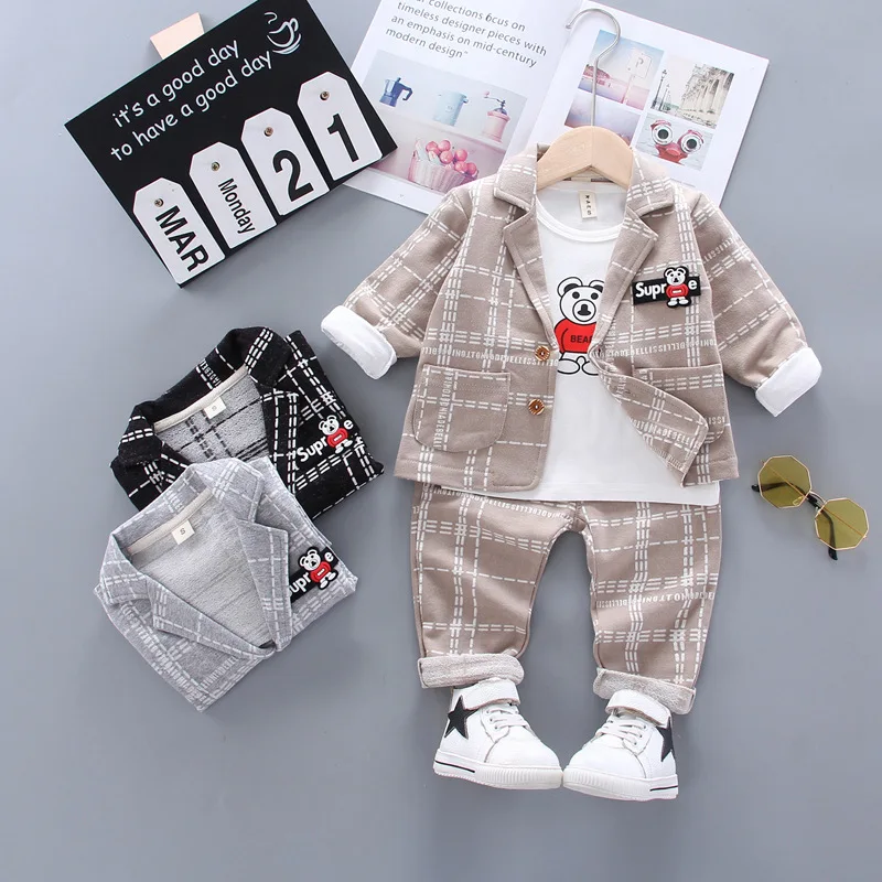 Spring New Style Suit Jacket Underwear Three-piece Set BOY'S Baby Children Fashion Plaid Comfortable Spring And Autumn Coat
Spring New Style Suit Jacket Underwear Three-piece Set BOY'S Baby Children Fashion Plaid Comfortable Spring And Autumn Coat