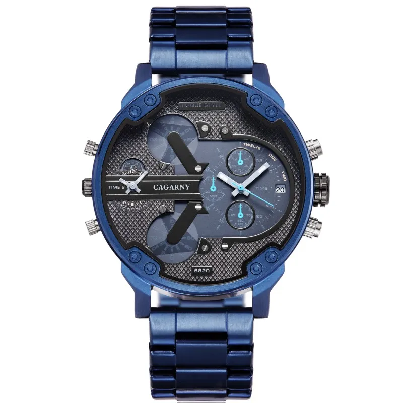 

Cagarny Top Brand Luxury Watch Men Sport Quartz Clock Mens Watches Waterproof BLUE Steel Wrist Watch Military Relogio Masculino