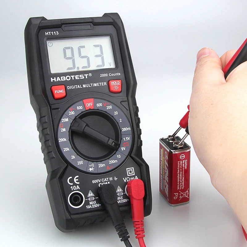 Multimeter HABOTEST Manual Range Tester Handheld Voltage Meter Diode Tester Resistance Battery Test AC DC 2000 Counts HT113
Multimeter HABOTEST Manual Range Tester Handheld Voltage Meter Diode Tester Resistance Battery Test AC DC 2000 Counts HT113