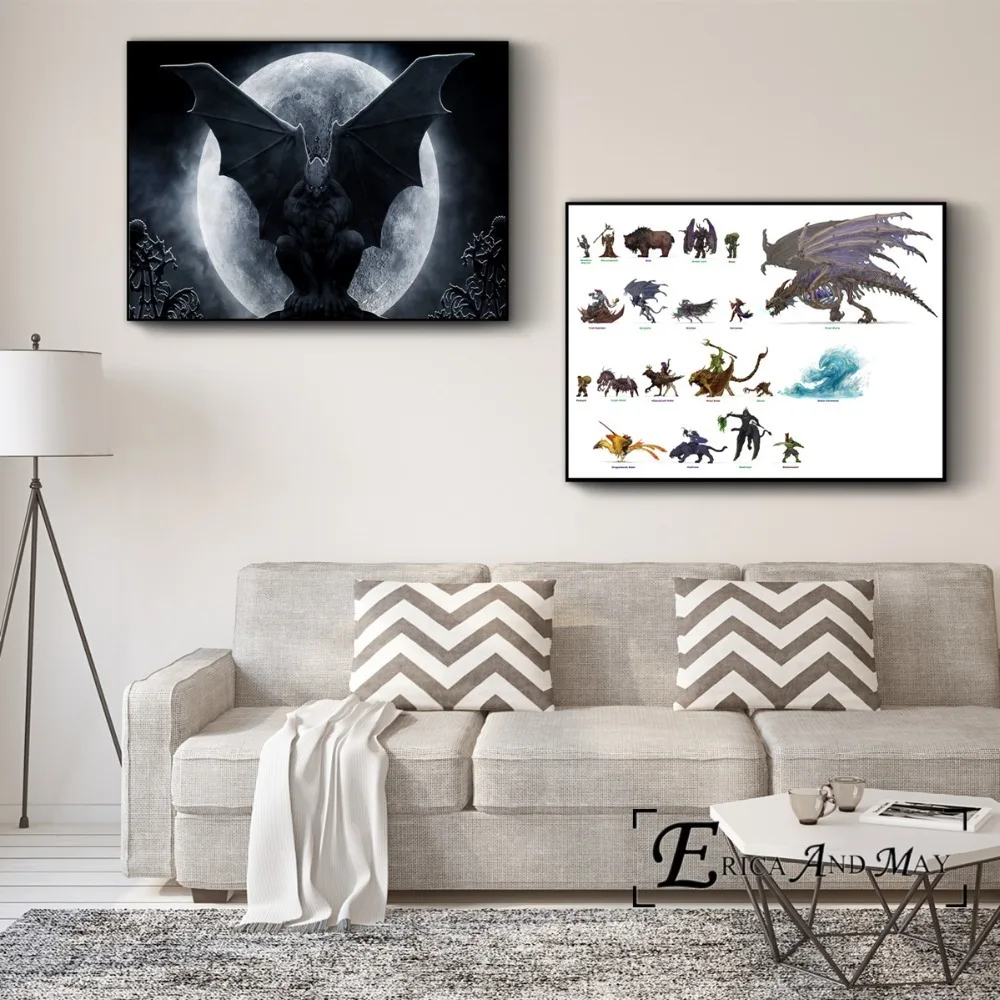 WOW Monster Gargoyle Game Figure Canvas Painting Posters And Prints For Bedroom No Framed Wall Art Picture Home Decor | Дом и сад