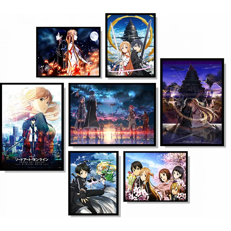 Sword Art Online Japanese Anime Nordic Canvas Home Prints Wall Pictures For Living Room Decor | Дом и сад