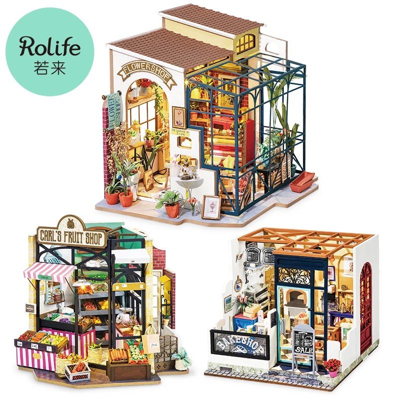 Фото Деревянный миниатюрный кукольный домик Robotime Rolife сделай сам магазин фруктов