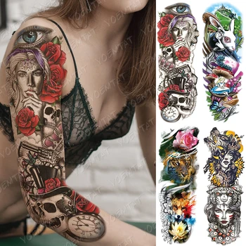 Large Arm Sleeve Tattoo Alice In Wonderland Waterproof Temporary Tatto Sticker Wolf Rose Body Art Full Fake Tatoo Women Men
Large Arm Sleeve Tattoo Alice In Wonderland Waterproof Temporary Tatto Sticker Wolf Rose Body Art Full Fake Tatoo Women Men