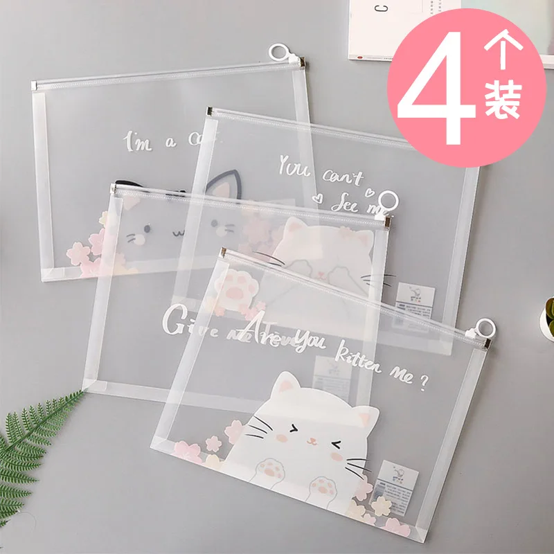 A4 Transparent File Holder for Student Cute Cartoon Zipper Bag Women's Simple Large Capacity Plastic-Test Paper Stationery 
A4 Transparent File Holder for Student Cute Cartoon Zipper Bag Women's Simple Large Capacity Plastic-Test Paper Stationery