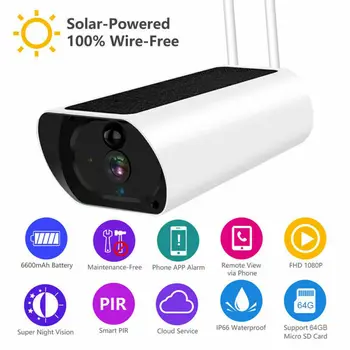 Wireless Solar Camera Outdoor WiFi IP Camera 1080P HD Security Camera Infrared Night Vision Waterproof
Wireless Solar Camera Outdoor WiFi IP Camera 1080P HD Security Camera Infrared Night Vision Waterproof