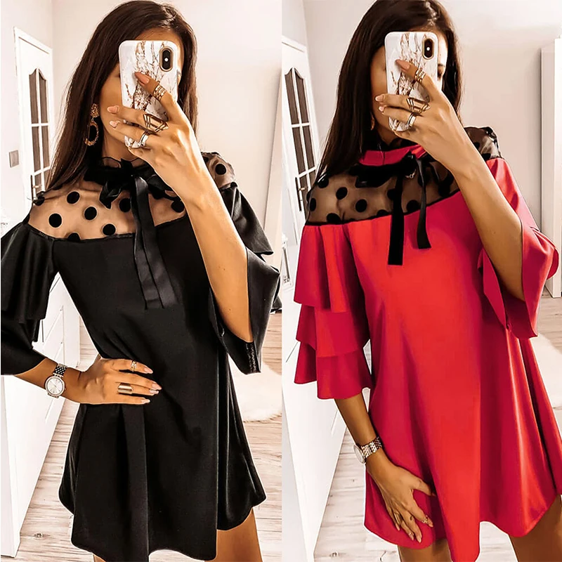 2020 Sexy Mesh Polka Dot See Through Ruffled Turtleneck Butterfly Sleeve Women Dress Sexy Dress Women Party Night
2020 Sexy Mesh Polka Dot See Through Ruffled Turtleneck Butterfly Sleeve Women Dress Sexy Dress Women Party Night