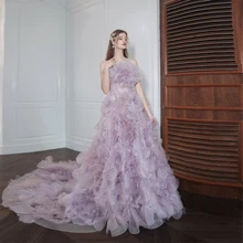 Charming Fluffy Prom Dresses Strapless Sleeveless Handmade Floral Fairy Style Long Dress Women Evening Party Gowns Custom Made 
Charming Fluffy Prom Dresses Strapless Sleeveless Handmade Floral Fairy Style Long Dress Women Evening Party Gowns Custom Made